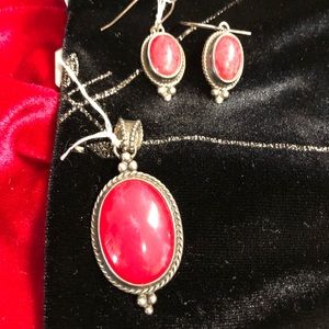 Jasper earrings and pendant set